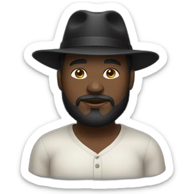 ghanaian man with wide-brimmed black hat beard fat sticker