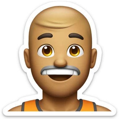 a standard emoji with grunting face and a sweat droplet from his forehead sticker