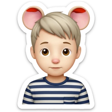 stripped shirt wearing Cute boy mice hair style. sticker