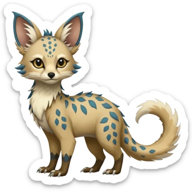 Feral Rare Fantasy Vernid-Trico-species by LiLaiRa, random markings, tufted tail, tufted ears, full body sticker