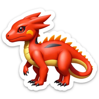 Cute Shiny Guilmon-Quilava-Salandit-Fakémon-hybrid-creature (full body)  sticker