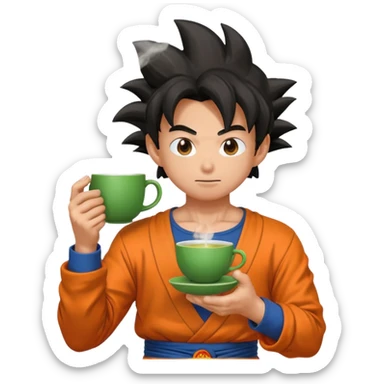 Dragon Ball Z drinking his green tea sticker
