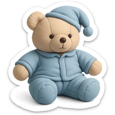 teddy bear wearing soft and cozy pajamas, cushion style sticker