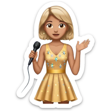 dọa cat is singing, 2 hands holding mirco and twinkle dresss sticker