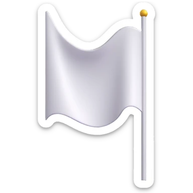 white flag, 3D style, wavy shape, no text, transparent background sticker