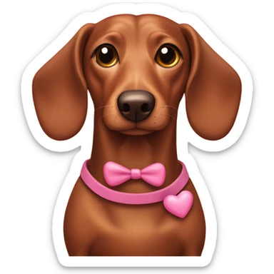 Brown Wiener dog with pink hearts  sticker