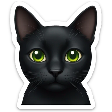 Black cat with geen eyes sticker