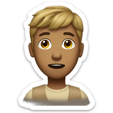 Young brown man with blonde hair who is confused with a question mark over his head sticker