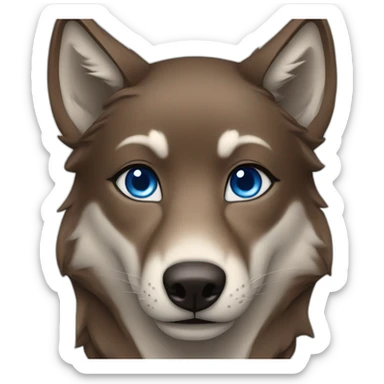 Brown female wolf blue eyes  sticker
