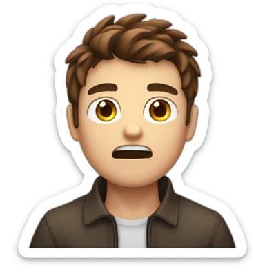 A 20 years Old angry boy with Brown hair saying “STOP” with his hand sticker