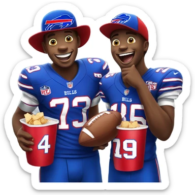 boys enjoying a moment together as buffalo bills football fan sticker