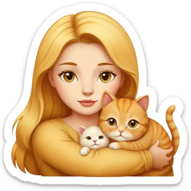 Sexy beautiful girl with a baby fat golden cat sticker