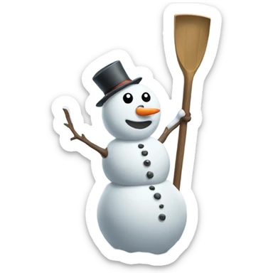 Snowman holding shovel  sticker