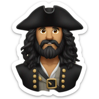 blackbeard with long hair sticker