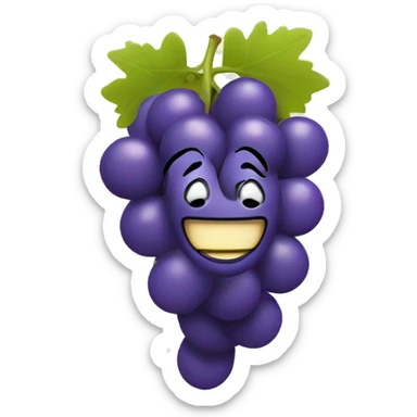 smile emoji with grapes instead of a brain sticker