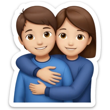 Asian brown hair boys girls friendship  sticker