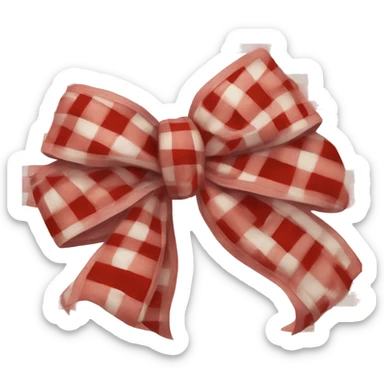 white red plaid bow ribbon sticker