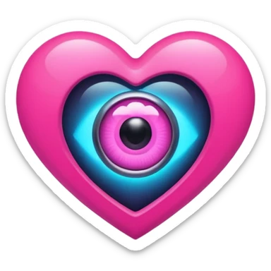 A pink neon heart with a eye in the center sticker