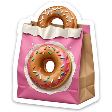 donut in paper bag sticker