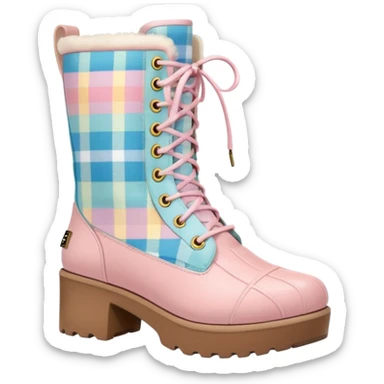 fashionable platform UGG's in pastel colours plaid patterned sticker