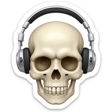 une tete de mort avec un casque audio sticker