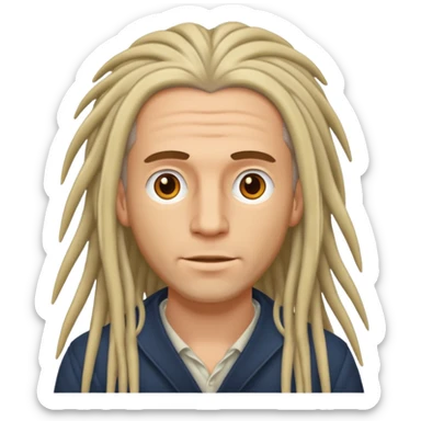 Biały merzcyzna długie dredy sticker