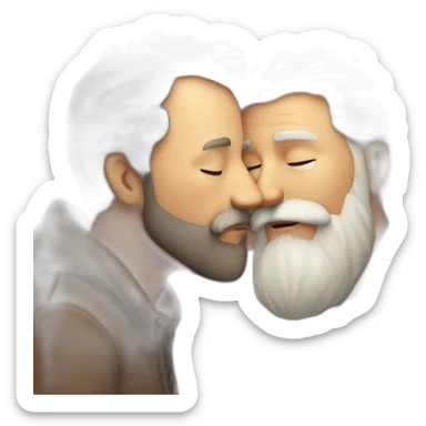 older white bearded  man kissing older brown bearded  man sticker