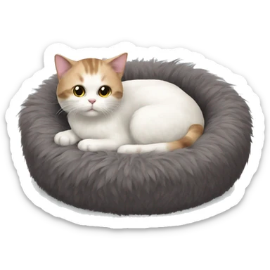 Cat bed fluffy realistic sticker