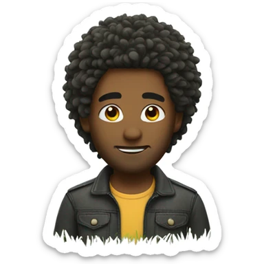 man whit grass hair sticker