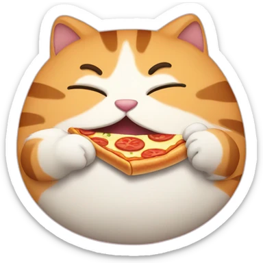 fat cat eating pizza sticker