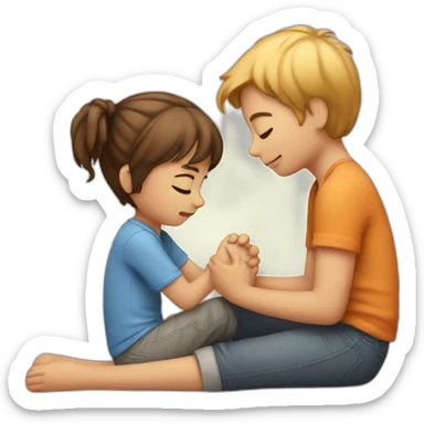 Cute-friend-comforting-friend sticker