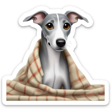 Grey whippet with a blanket sticker