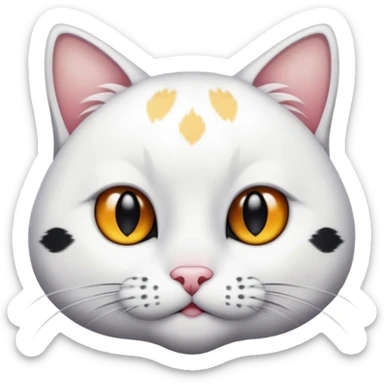 Un gato blanco con manchas en los ojos y cola negra sticker