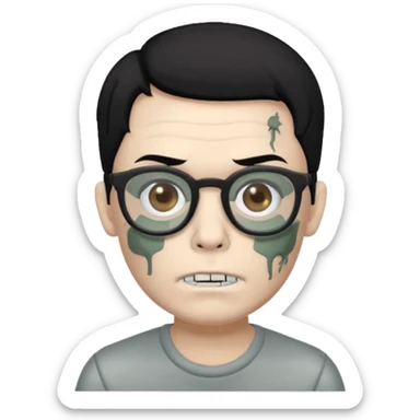 zombie boy with black hair and glasses bitmoji sticker