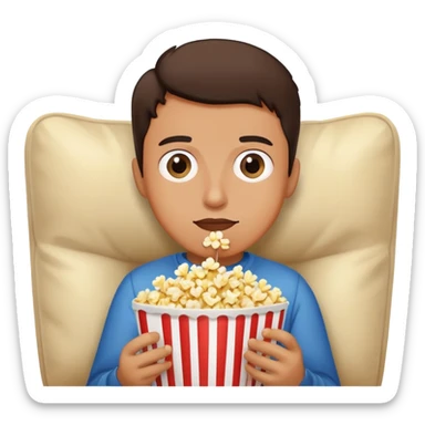 person watching TV with popcorn sticker