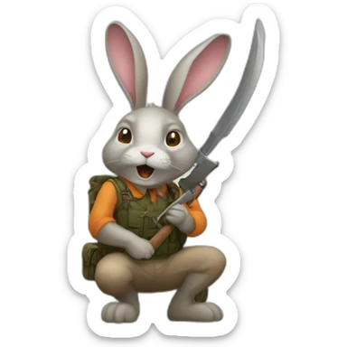 A rabbit eat a hunter sticker
