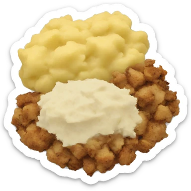 Plate with turkey stuffing and mashed potatoes sticker