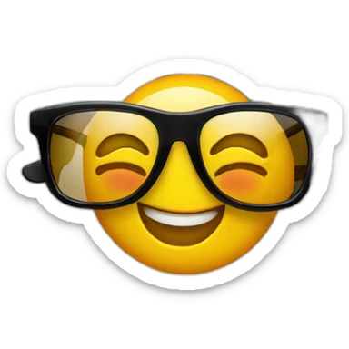 happy face using sunglass and on the surface of the sunglasses a reflecting house sticker