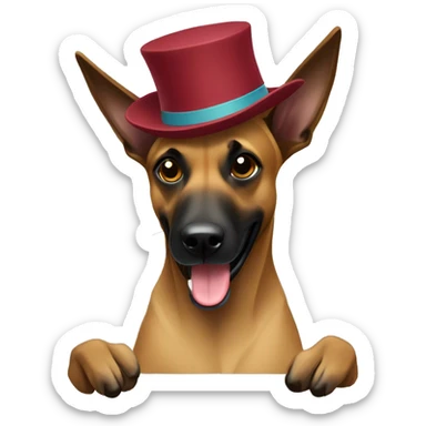 Belgian malinois with spinning hat  sticker