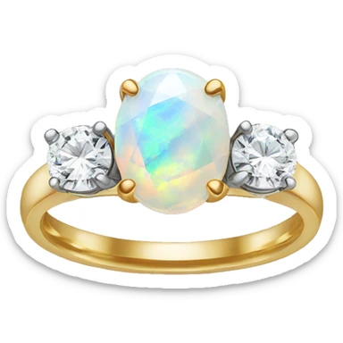 realistic opal engagement ring with two diamonds sticker