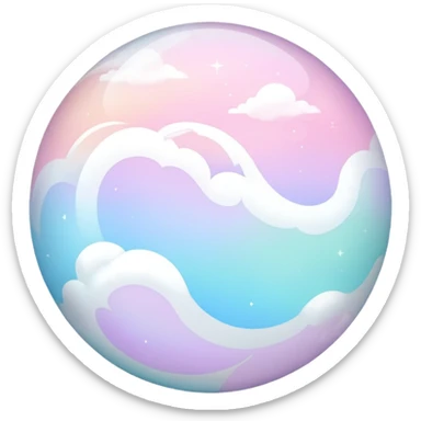 Pastel white divine glorious glowing celestial cloudy marble ball sticker
