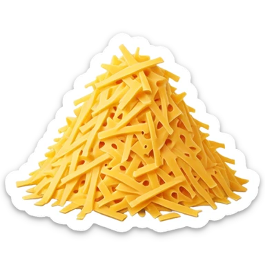 Pile of shredded yellow cheese sticker