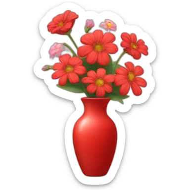red vase with flowers sticker