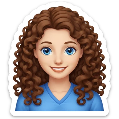 Pretty long curly hair blue eyes nice smile sticker