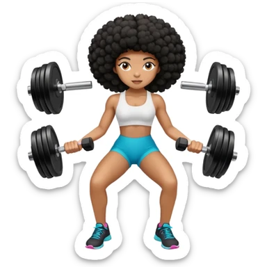 black girl with afro working out with dumbbells  sticker