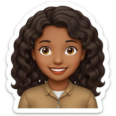Black, wavy hair, brown skin, filipina defaulr emoji girl sticker