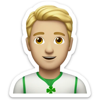 white man with four leaf clover sticker