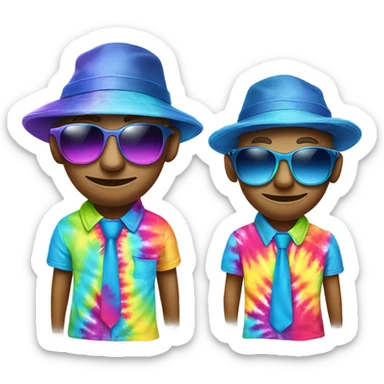 funny alien with hat and sunglasses wearing tye dye sticker