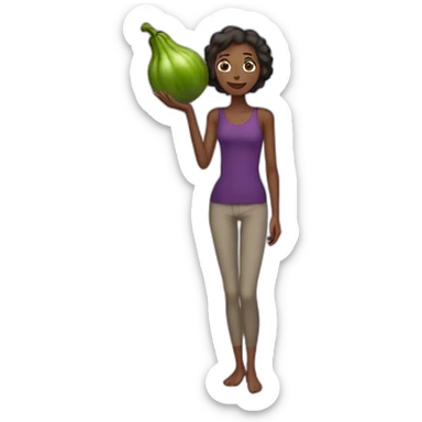 skinny woman holding eggplant sticker