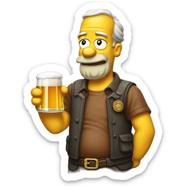Homer  boit une bière sticker